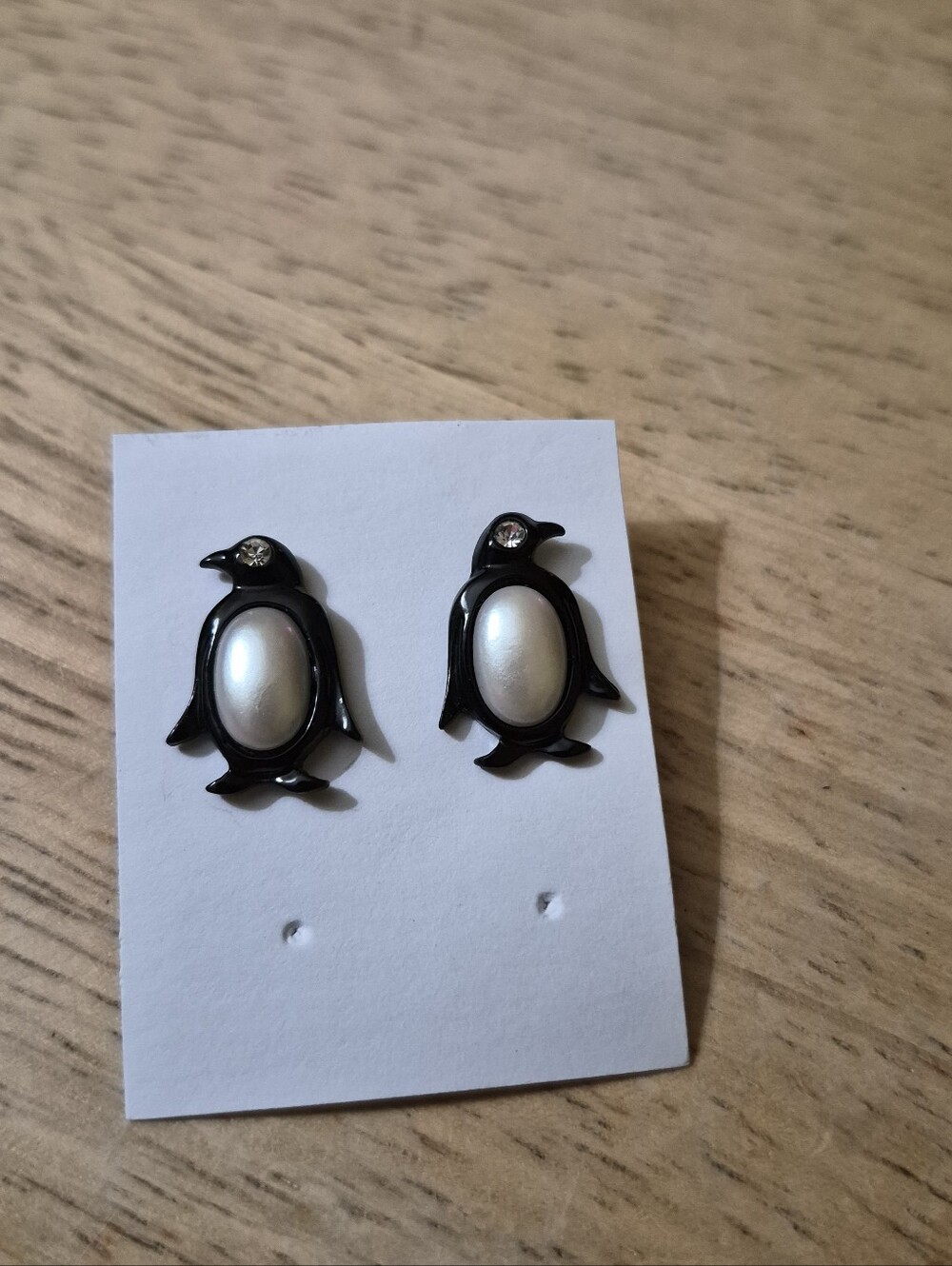 Black Faux Pearl Jelly Belly Penguin Earrings